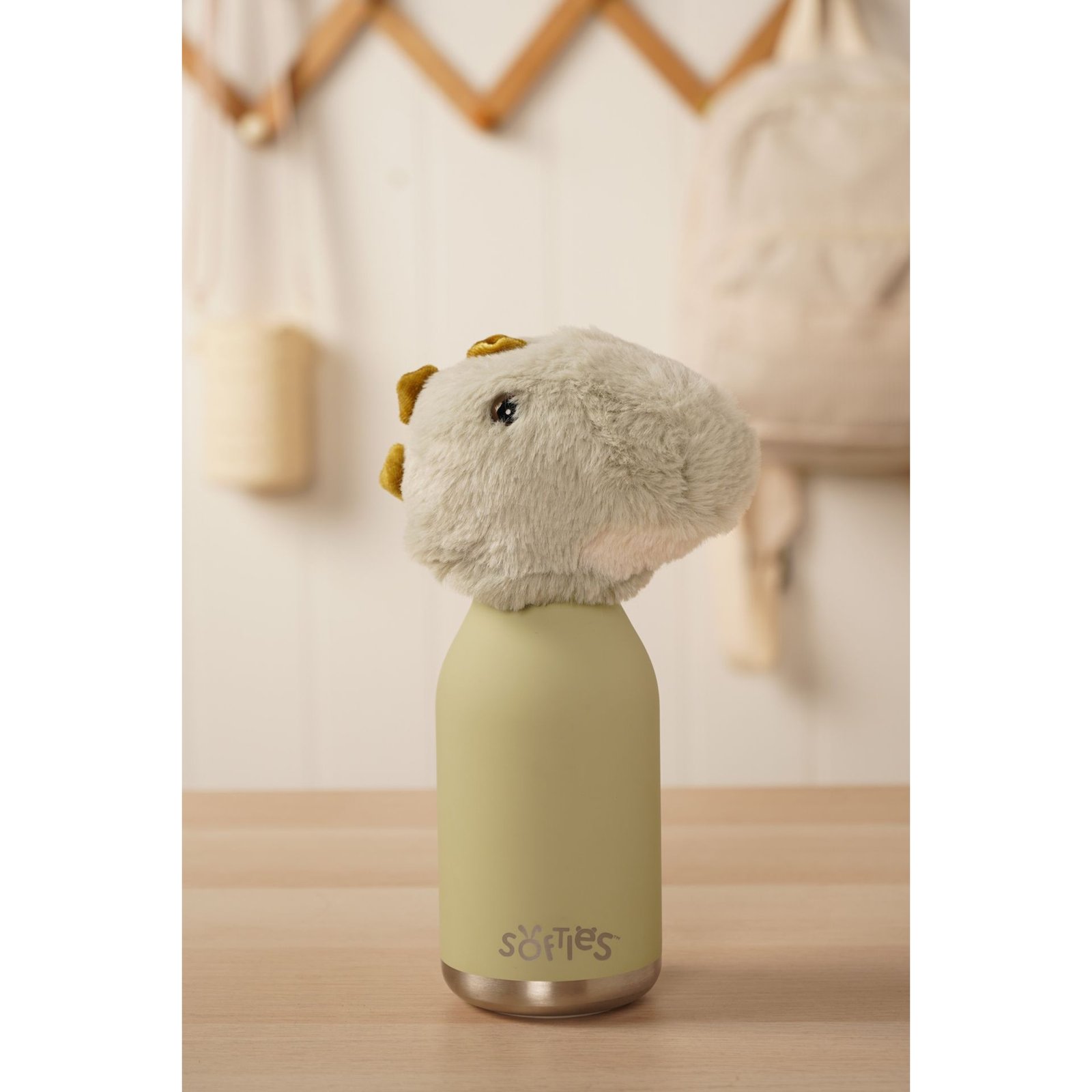 SOF237.jpg Tommy The Plush T-Rex Green Stainless Steel Water Bottle 23cm / 450ml - Image 1