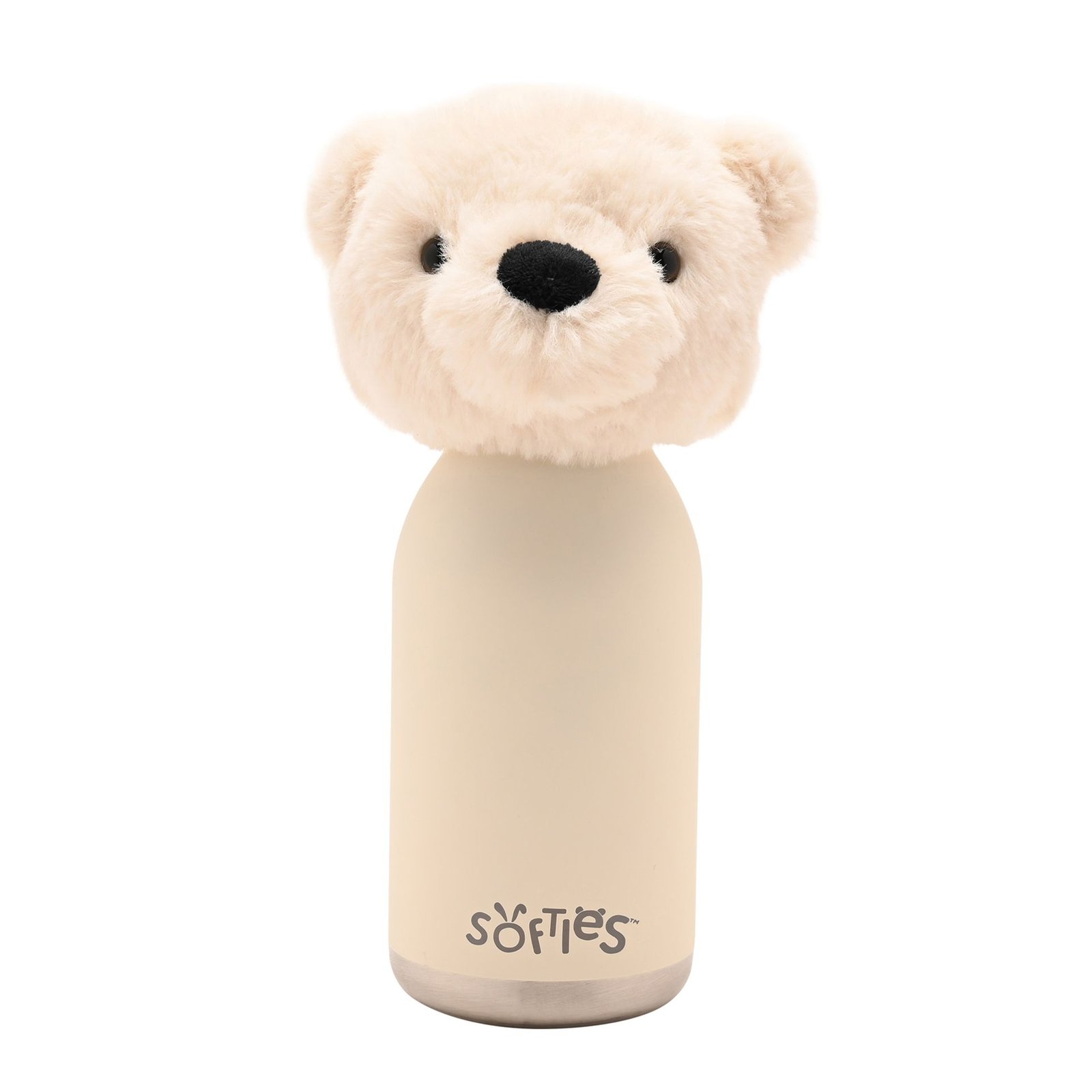 SOF243_T02.jpg Softies Lola The Plush Teddy White Stainless Steel Water Bottle - Image 1