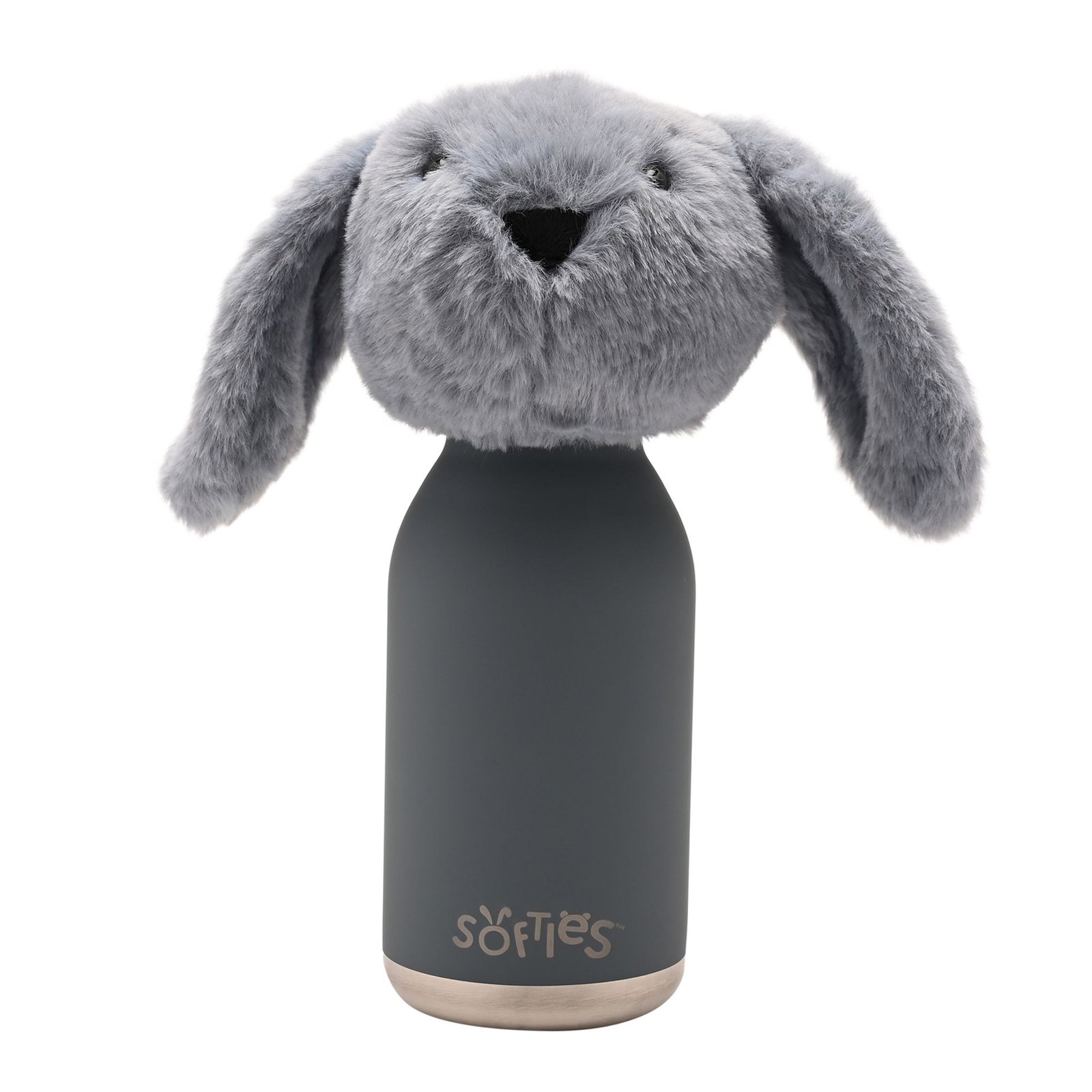 SOF245_T02.jpg Softies Sonny The Bunny Plush Petrol Blue Stainless Steel Water Bottle - Image 1