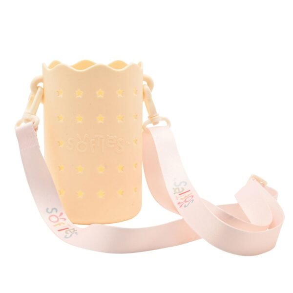 Softies Silicone Water Bottle Bag with Charm Holes & Fabric Clip-On Carry Strap