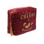 Harry Potter Alumni 'Hogwarts Charms' Red & Gold Velvet Wash Bag - Image 3