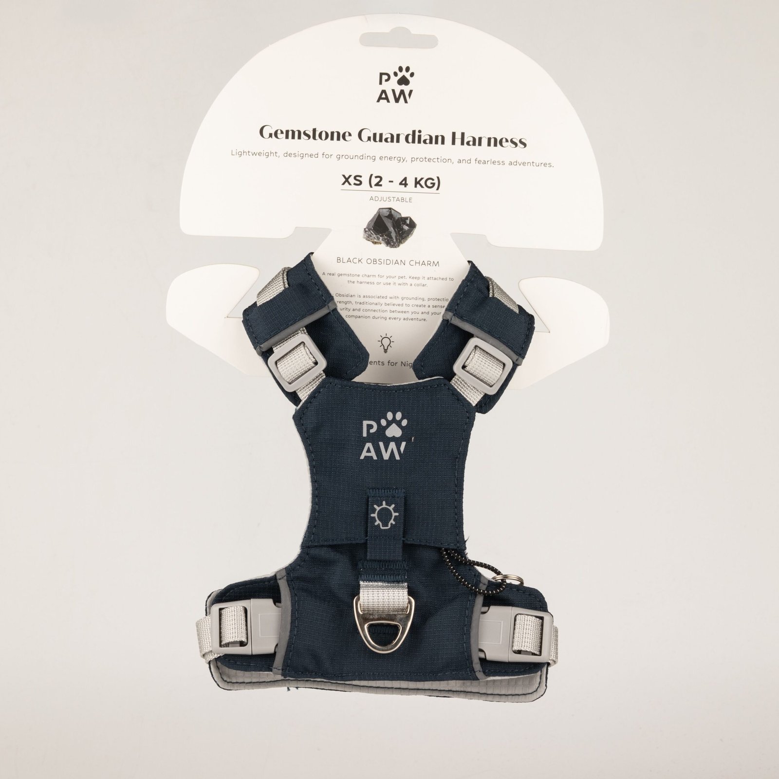 bG9jYWw6Ly9tZWRpYS85Ry80RC82MFIzMEMxSjZSVEs0RDlHL2M5YzdlNDEyLmpwZw.jpg PAW Extra Small (2-4Kg) Dog Step-in Guardian Harness with Reflective Mesh (Rock Grey) – Black Obsidian Charm - Image 1
