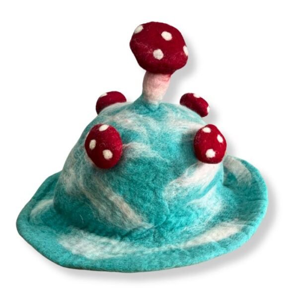 Ancient Wisdom Lost in a Sky Blue Felted Mushroom Hat