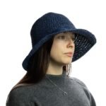 Nomad Sari Plain Navy Blue Floppy Straw Sun Hat - Image 3