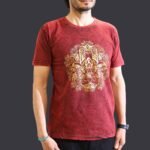 Nomad Sari Unisex Stonewashed Maroon Hamsa Cotton T-Shirt (Medium) - Image 2