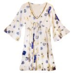 Nomad Sari White, Blue & Gold Evil Eye Design Dress (M/L)