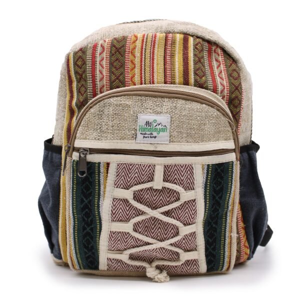 Ancient Wisdom Hemp & Cotton Rope & Pockets Style Small Backpack