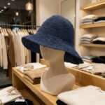 Nomad Sari Plain Navy Blue Floppy Straw Sun Hat - Image 7