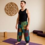 Nomad Sari Block Print Designs Green Tones Mushroom Pants (L/XL)