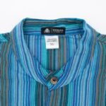 Nomad Sari Men's Turquoise Bold Stripe Design Grandad Shirt (XL) - Image 5