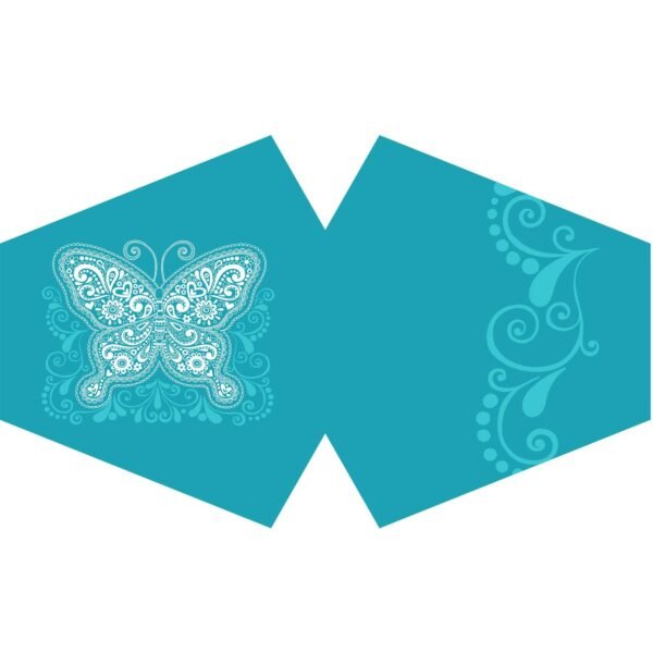 Ancient Wisdom Adult Reusable Fashion Face Covering - Blue Butterfly Design