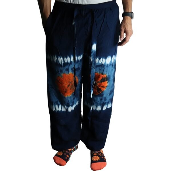 Ancient Wisdom Japanese Style Blue, Teal & Orange Lounge Pants (Medium)
