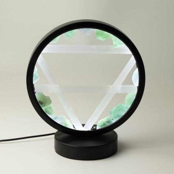 Ancient Wisdom Aventurine & Selenite Gemstone Halo Lamp - Earth