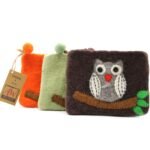 Ancient Wisdom Set of 3 Natural Felt Zipper Pouches – Owl On Branch - Image 2