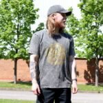 Nomad Sari Unisex Stonewashed Dark Grey Hamsa Cotton T-Shirt (XL) - Image 3
