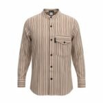 Nomad Sari Men’s Brown & Beige Stripe Design Grandad Shirt (Medium)