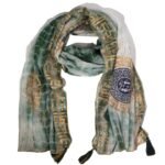 Nomad Sari Green & Gold Summer Marbella Print Scarf (180x50cm)