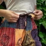 Nomad Sari Block Print Designs Orange Tones Mushroom Pants (S/M) - Image 5