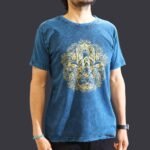 Nomad Sari Unisex Stonewashed Blue Hamsa Cotton T-Shirt (Medium) - Image 4
