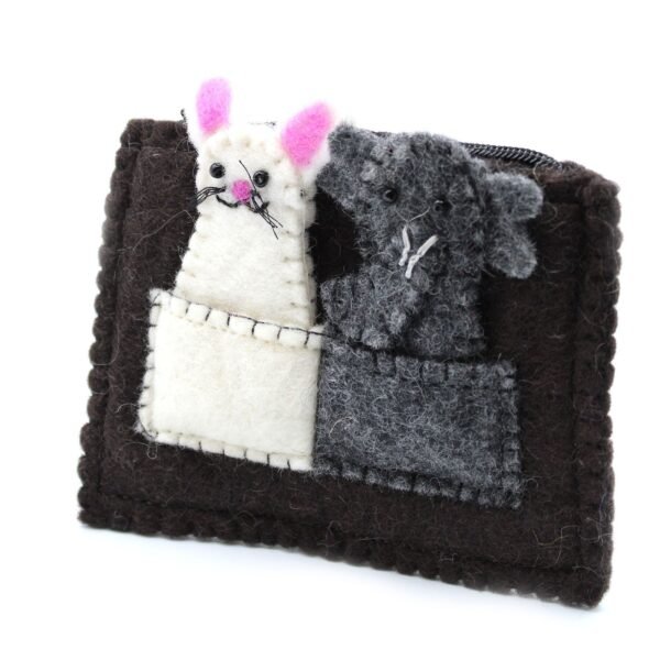 Ancient Wisdom Felt Pouch with Elephant & Mouse Finger Puppets