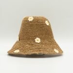 Nomad Sari Coffee with Daisies Design Floppy Straw Sun Hat - Image 6