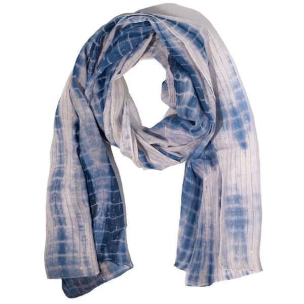 Nomad Sari Dusky Blue & Gold Thread Party Shine Scarf (180 x 50cm)