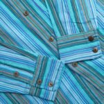 Nomad Sari Men's Turquoise Bold Stripe Design Grandad Shirt (XL) - Image 7