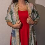 Nomad Sari Green & Gold Summer Marbella Print Scarf (180x50cm) - Image 2