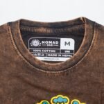 Nomad Sari Unisex Stonewashed Brown Sun & Zodiac Cotton T-Shirt (Medium) - Image 2