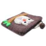 Ancient Wisdom Set of 3 Natural Felt Zipper Pouches – Owl On Branch - Image 3