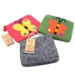 Ancient Wisdom Set of 3 Natural Felt Zipper Pouches – Big Butterfly - Image 4