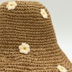 Nomad Sari Coffee with Daisies Design Floppy Straw Sun Hat - Image 3