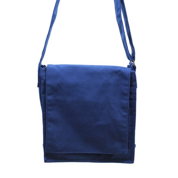 Ancient Wisdom Cotton Canvas Messenger Bag – Navy Blue