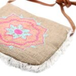 Ancient Wisdom Mandela Embroidery Soft Jute Fab Fringe Bag - Image 5