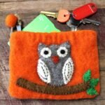 Ancient Wisdom Set of 3 Natural Felt Zipper Pouches – Owl On Branch - Image 4