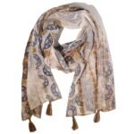 Nomad Sari Coffee & Gold Summer Marbella Print Scarf (180 x 50cm)