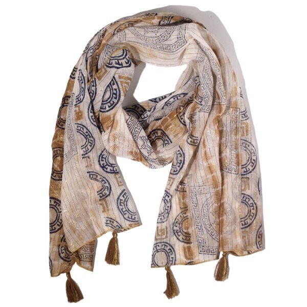 Nomad Sari Coffee & Gold Summer Marbella Print Scarf (180 x 50cm)
