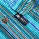 Nomad Sari Men's Turquoise Bold Stripe Design Grandad Shirt (XL) - Image 9