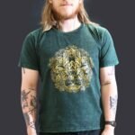Nomad Sari Unisex Stonewashed Green Hamsa Cotton T-Shirt (Large)