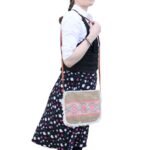 Ancient Wisdom Elephant Embroidery Soft Jute Fab Fringe Bag - Image 3