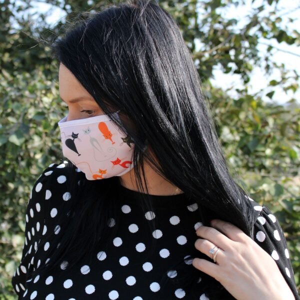 Ancient Wisdom Adult Reusable Fashion Face Covering – Pink Cats Design