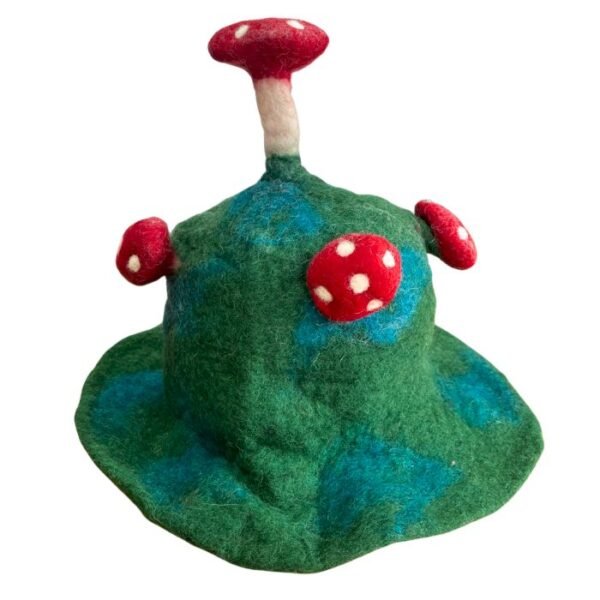 Ancient Wisdom Moss Mountain Green Felted Mushroom Hat