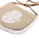 Ancient Wisdom Hamsa Print Soft Jute Fab Fringe Bag - Image 3