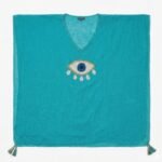 Nomad Sari On The Med Collection Turquoise with Gold & White Large Evil Eye Kaftan - Image 2