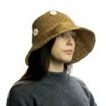 Nomad Sari Coffee with Daisies Design Floppy Straw Sun Hat - Image 2