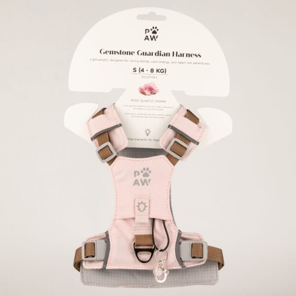 PAW Small (4-8Kg) Dog Step-in Guardian Harness with Reflective Mesh (Pink) – Rose Quartz Charm