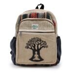 Ancient Wisdom Hemp & Cotton Bohdi Tree Design Small Backpack - Image 2