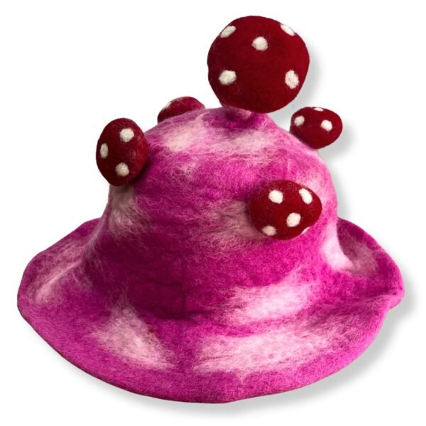 Ancient Wisdom Shocking Pink Felted Mushroom Hat