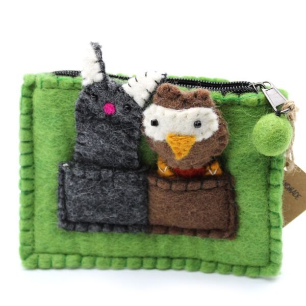 Ancient Wisdom Felt Pouch with Owl & Pussycat Finger Puppets