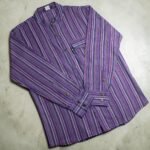 Nomad Sari Men’s Black & Purple Stripe Design Grandad Shirt (XL) - Image 5